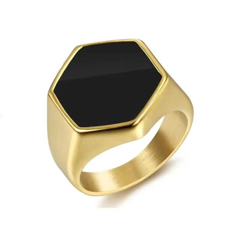 Thumbnail: New 2023 Metal Glossy Rings for Men Geometric Width Signet Square Finger Punk S