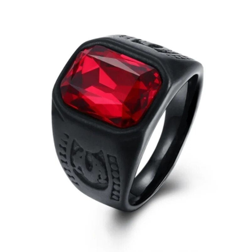 Thumbnail: Gothic Blue Red Black Crystal Devil Dragon Claw Ring Men's Fashion Trend Exquis