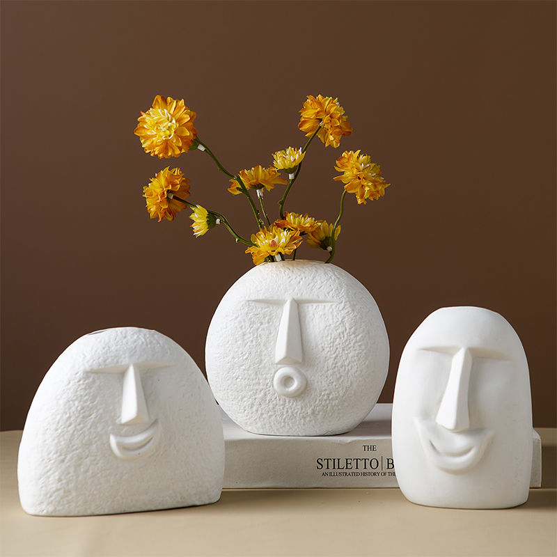 Thumbnail: Ins Style Creative Abstract Facial Ceramic Vase Modern Minimalist Home Porch Li
