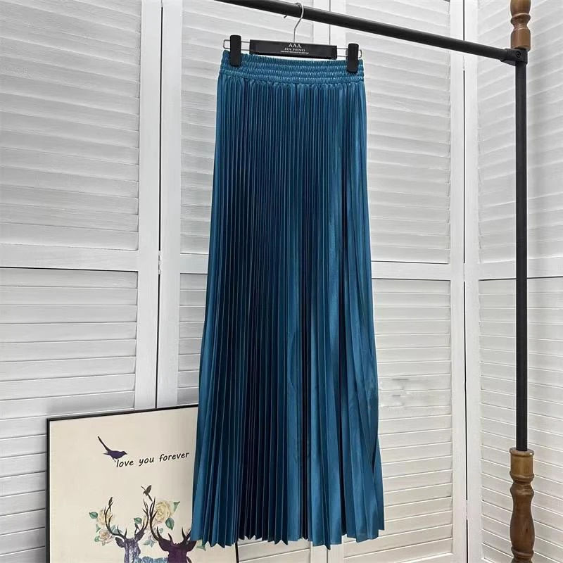 Miniatura: 2023 97cm Basics Maxi Pleated Skirt for Women New Korean Casual All-match Solid