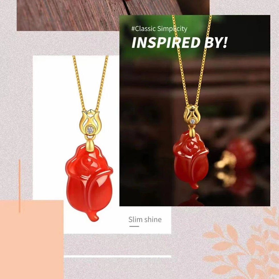 Miniatura: Real 18k Gold Necklace Natural Red Agate Pendant Pure AU750 Fine Jewelry Weddin