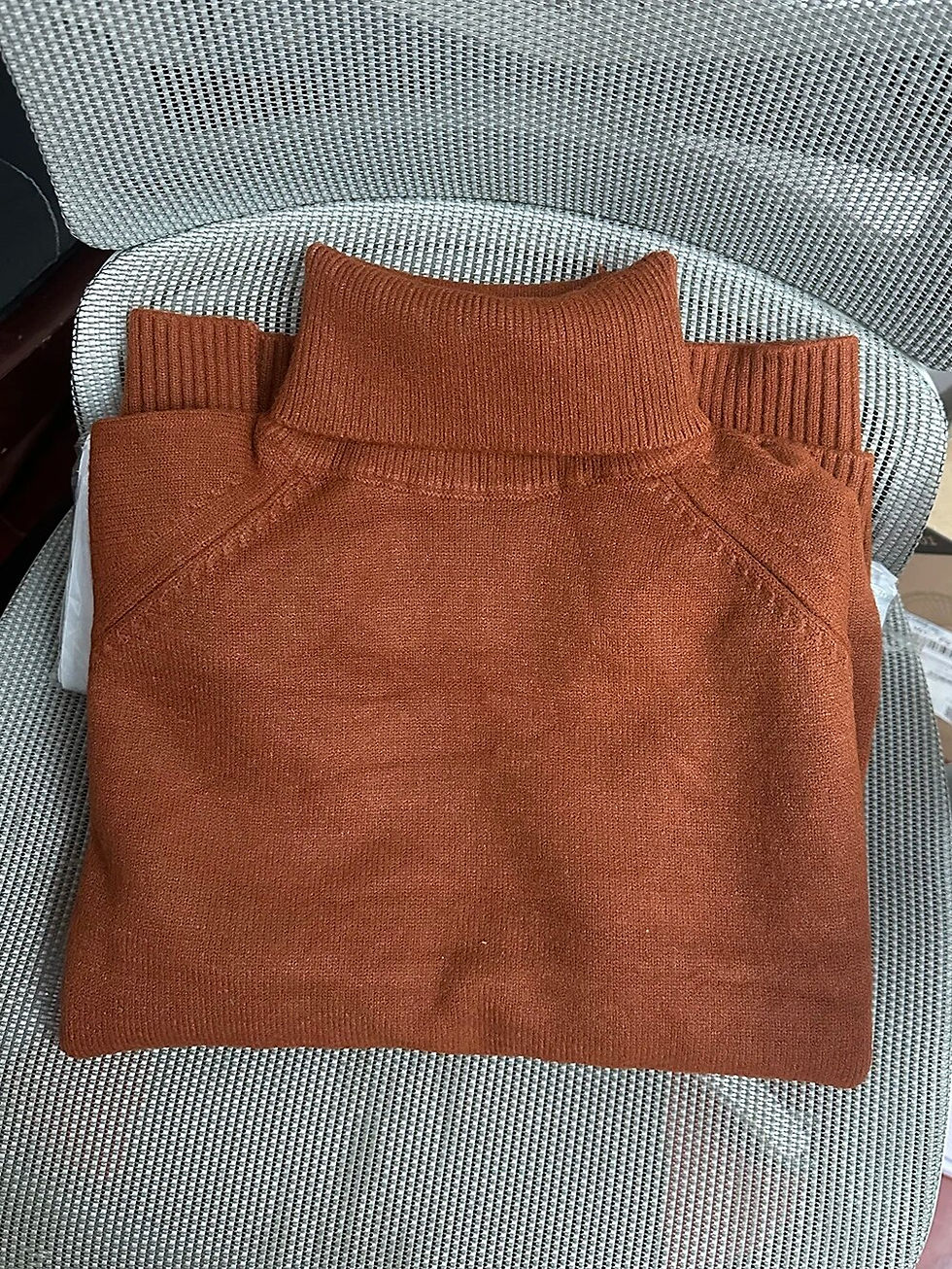 Thumbnail: Women Mock Neck Pullovers Sweater High Quality Oversized Jumper Split Fall Wint