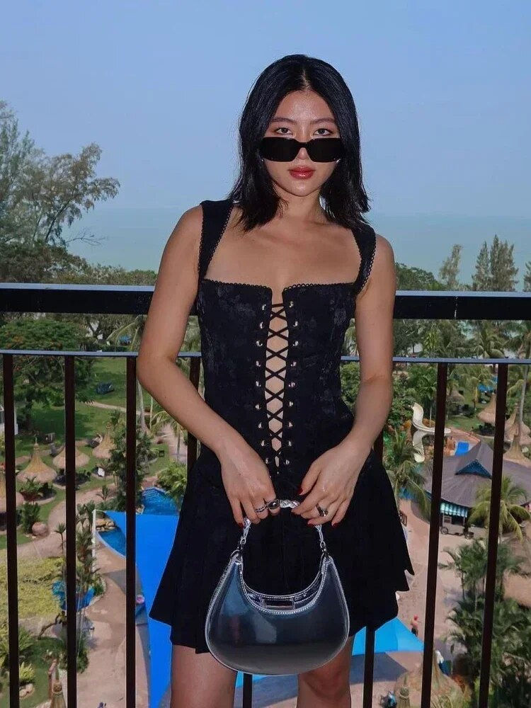 Thumbnail: Suninheart Lace Up One Piece Dresses for Women 2023 Vintage Embroidery A Line P