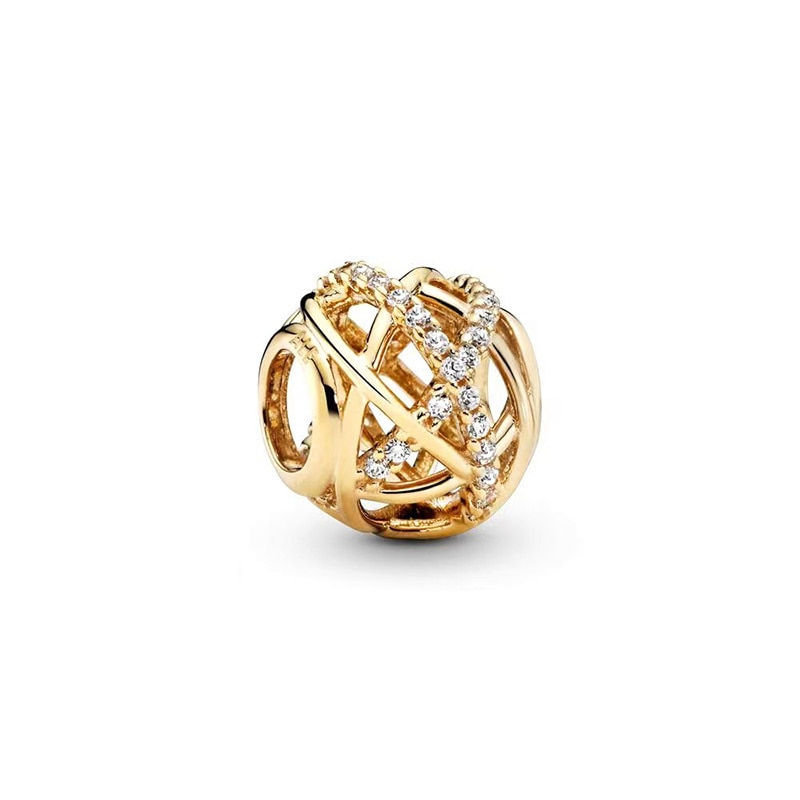 Miniaturbild: 925 Sterling Silver Gold Color Family Tree Heart Crown Pendant Charm Fit Origin