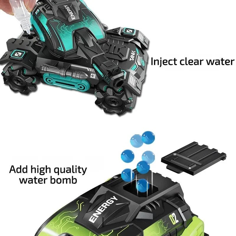 Miniatura: RC Car Children Toys, 4WD Remote Control Tank, Lighting Spray Sound Effects, Wa