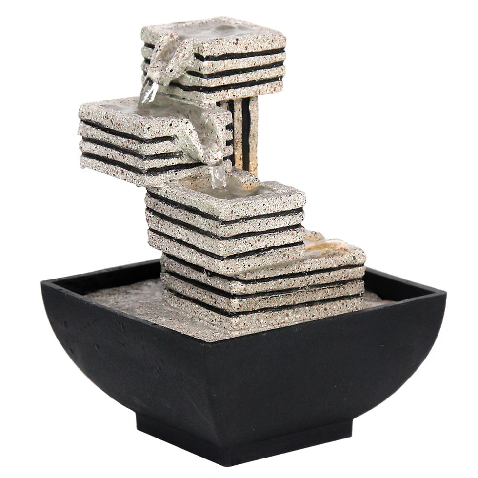 Thumbnail: 4 Tiers Indoor Water Fountain Tabletop Fountain Waterfall with Scene Lights for