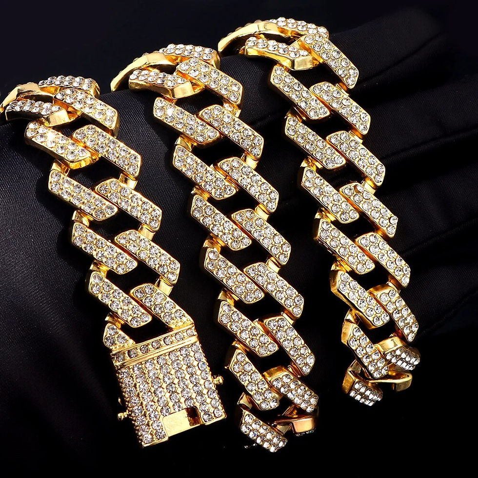 Thumbnail: Punk Hip Hop Iced Out Rhinestones Cuban Chain Necklace For Men Women Bling Crys