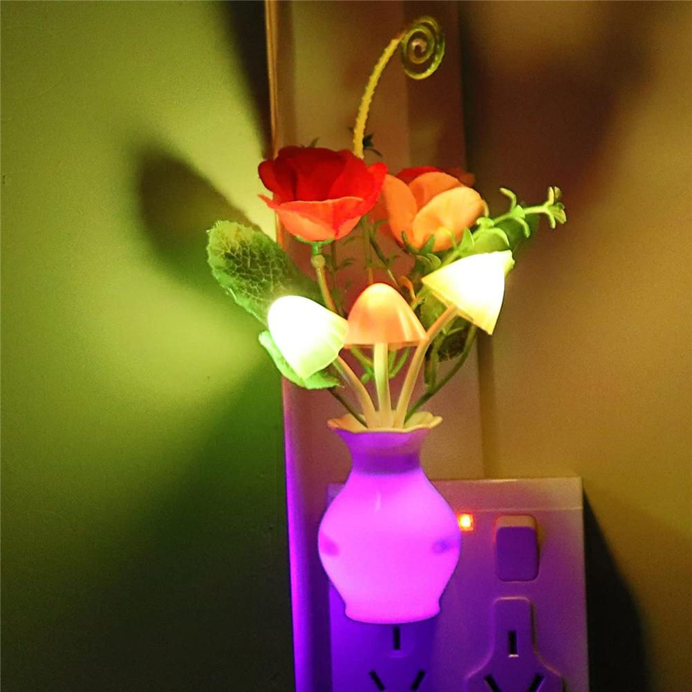 LED Lilac Night Light Lamp Colorful Rose Mushroom Lamp Romantic Lilac Night Lig