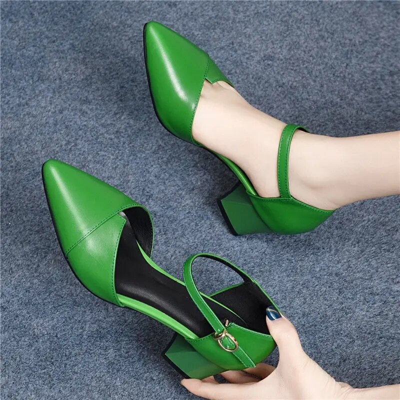 Miniaturebillede: Cresfimix women classic high quality pink square heel shoes for office ladies b