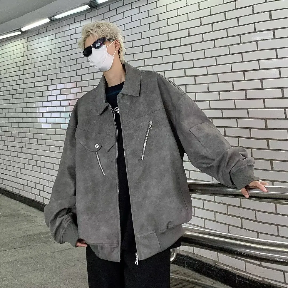Thumbnail: Trendy Vintage Chamois Leather Jacket Men Women's Loose-fit American Style Avia