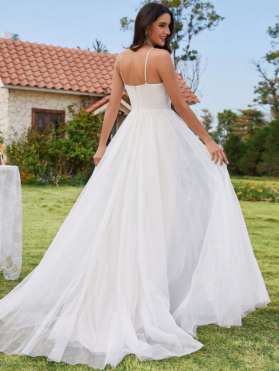 Thumbnail: Cold Shoulder Mesh Appliques Wedding Dress
