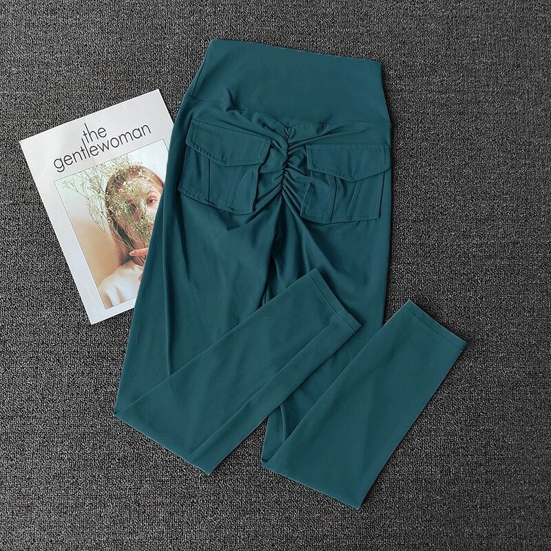 Thumbnail: TRY TO BN Fitness Yoga Pants Sports Stretch Leggings Pocket Women Nude High Wai