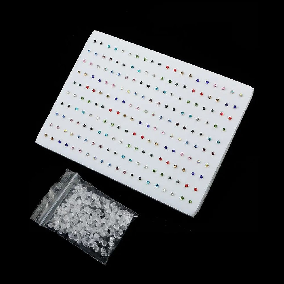 Miniaturbild: 100Pair Women Acrylic Crystal Small Stud Earrings Set Girls Child Heart Star An