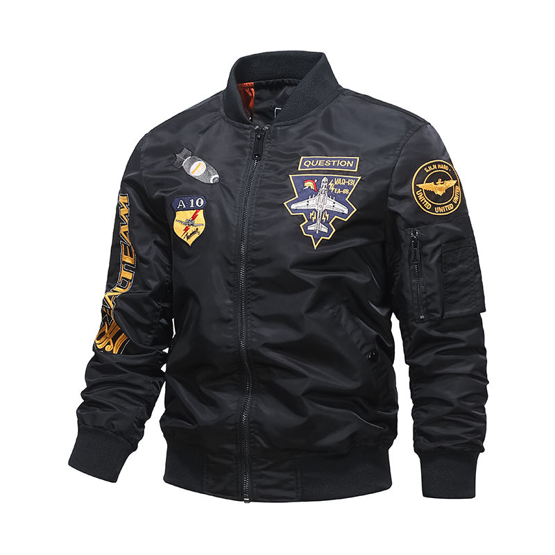 Thumbnail: Air Force Pilot Embroidery Sports Basic Bomber Jacket Men's Couple Coat Korean 