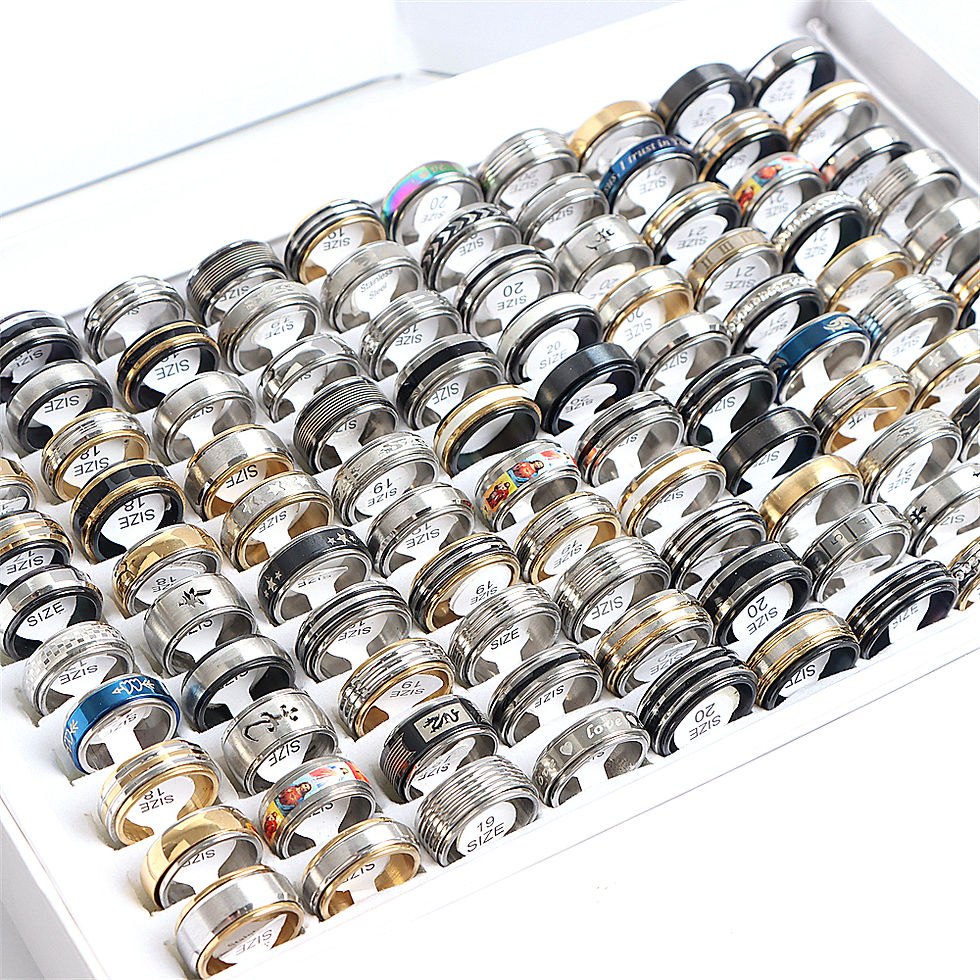 Thumbnail: 10/20 Pcs/Lot Fashion Multi Style Stainless Steel Jewelry Rings Zircon Crystal 