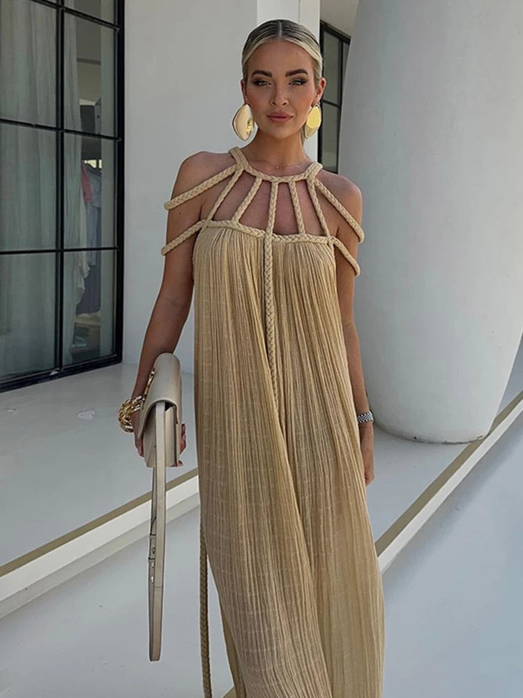Miniatura: ByeMyLove Loose Sleeveless Beach Dress Backless Maxi Dress For Women Crochet Cu