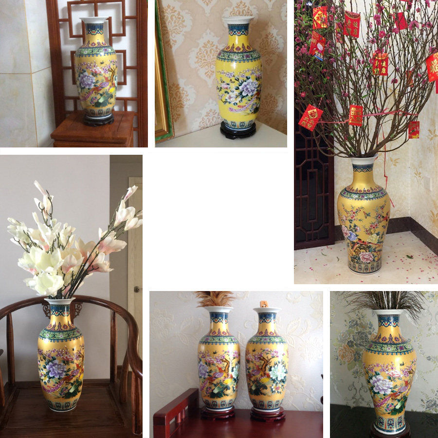 Miniatura: Chinese Palace Ceramic Floor Large Vase+Base Ornaments Home Furnishing Livingro