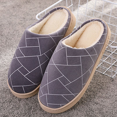 Miniaturebillede: Winter House Shoes Geometry Pattern Print Slippers With Warm Plush
