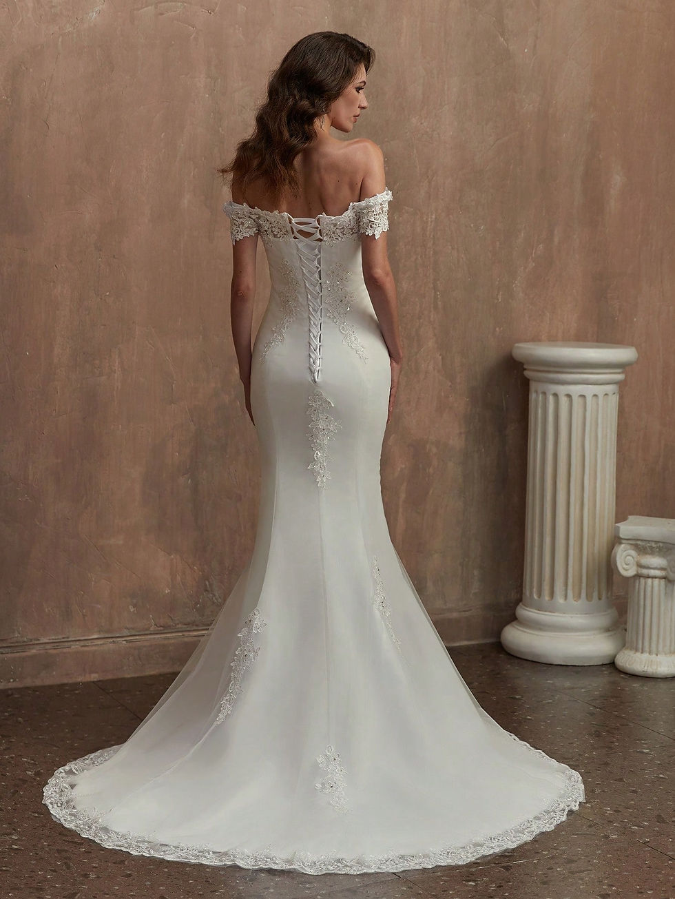 Thumbnail: Off Shoulder Mermaid Hem Lace Wedding Dress