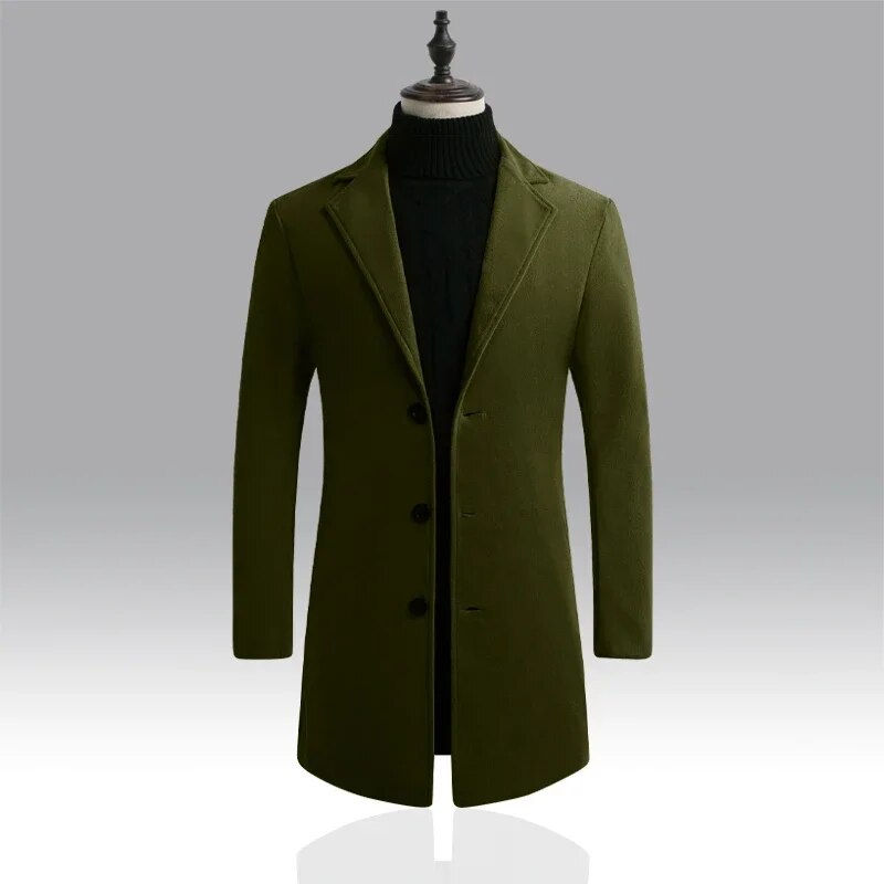Thumbnail: 2023 Spring Autumn New Long Cotton Coat New Wool Blend Pure Color Casual Busine