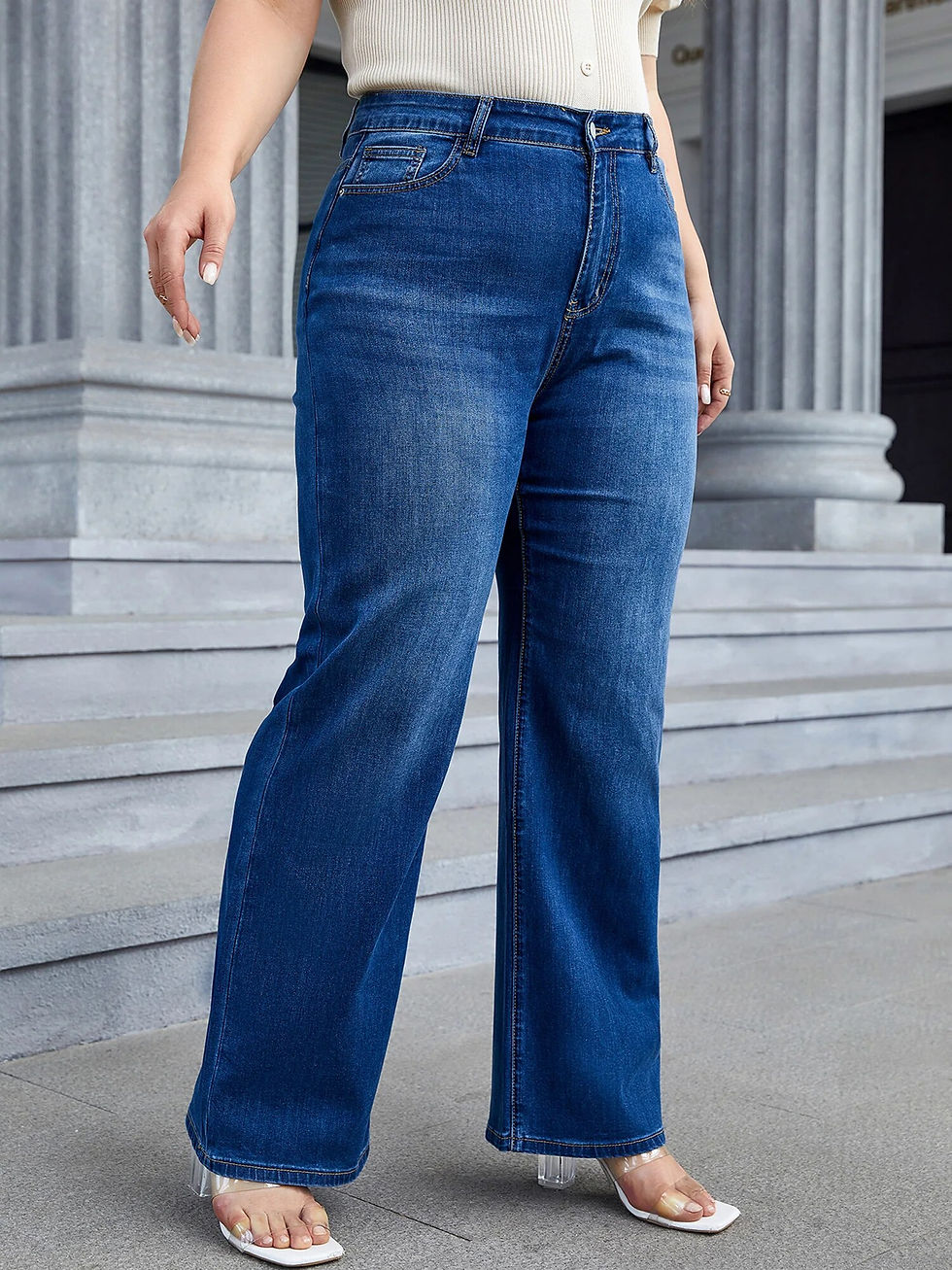 Thumbnail: Plus Size Wide Leg Jeans for Women High Waist Baggy Women Jeans High Stretchy S