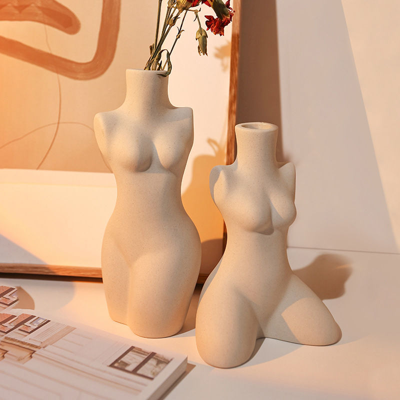 Thumbnail: Human Body Styling Art Vase  Silent Wind Ceramic Vase  Sculpture White Primitiv