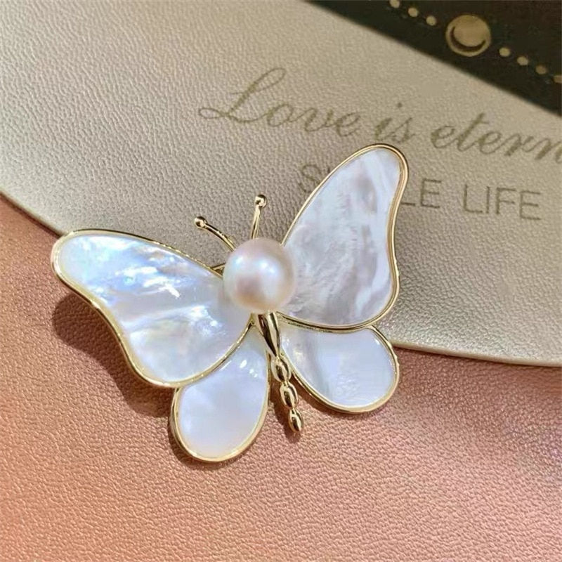 Thumbnail: Fashion Pearl Maple Leaf Rhinestone Brooches For Women Elegant Metal Fixed Clot