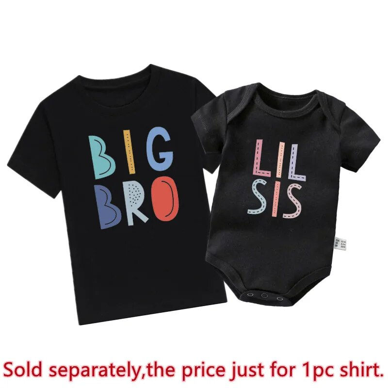 Thumbnail: New Big Bro Lil Sis Sibling Clothes Cotton Family Matching Brother Sister Outfi