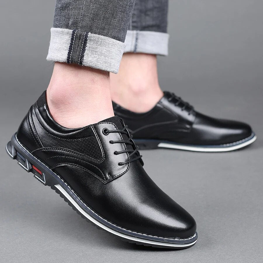 Thumbnail: Retro Men Shoes Business Brand Leather Shoes Fashion Casual Shoes for Men Black