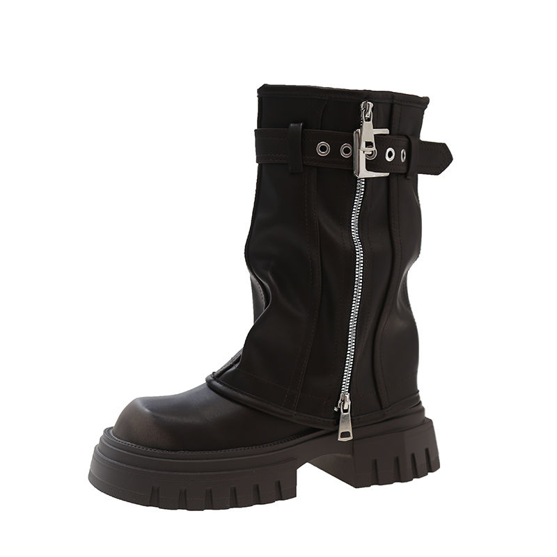 Thumbnail: Ladies Shoes on Sale 2024 Brand Zipper Women's Boots Winter Round Toe Solid Tur