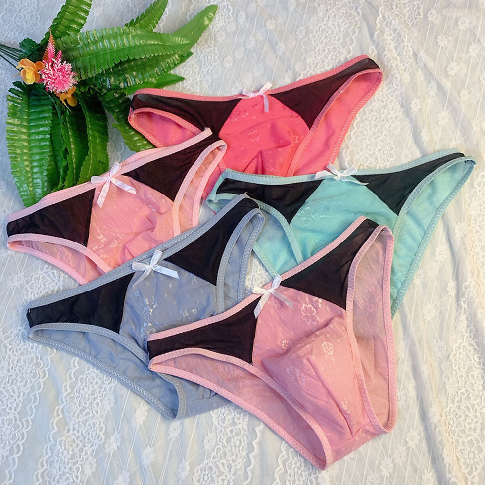 Thumbnail: Sexy Men's Panties Sheer Bowknot Flower Print Men Bulge Pouch Briefs Underwear