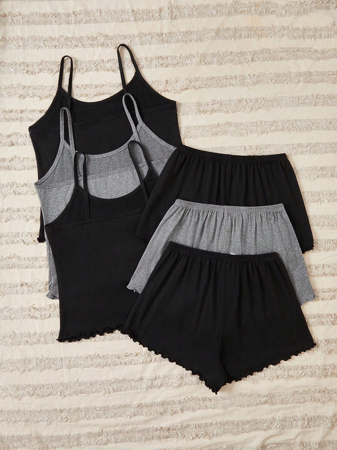 Summer Cartoon Printed Tank Top And Shorts Pajama Set, 3pcs