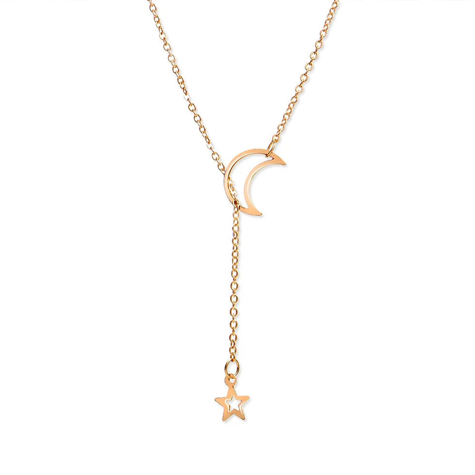 Thumbnail: New Simple Moon Star Pendant Choker Necklace Simple Gold Color Alloy Charm Chai