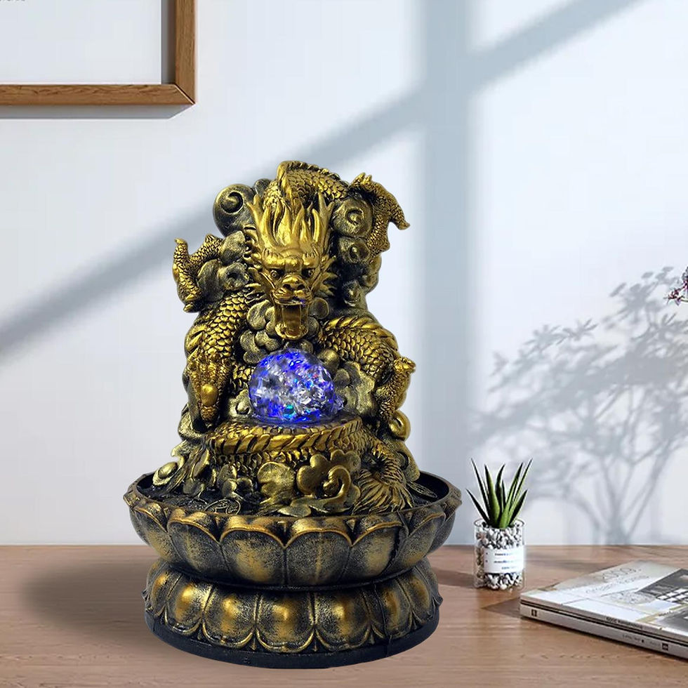 Miniature : Indoor Water Fountain Fengshui Circular Water with Rolling Ball Good Luck Relax