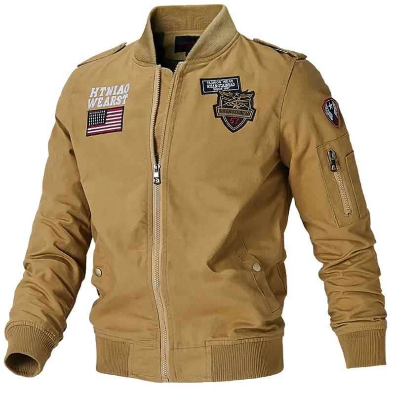 Thumbnail: Mens Bomber Pilot Jacket Spring Parkas Army Jackets Military Motorcycle Jacket 