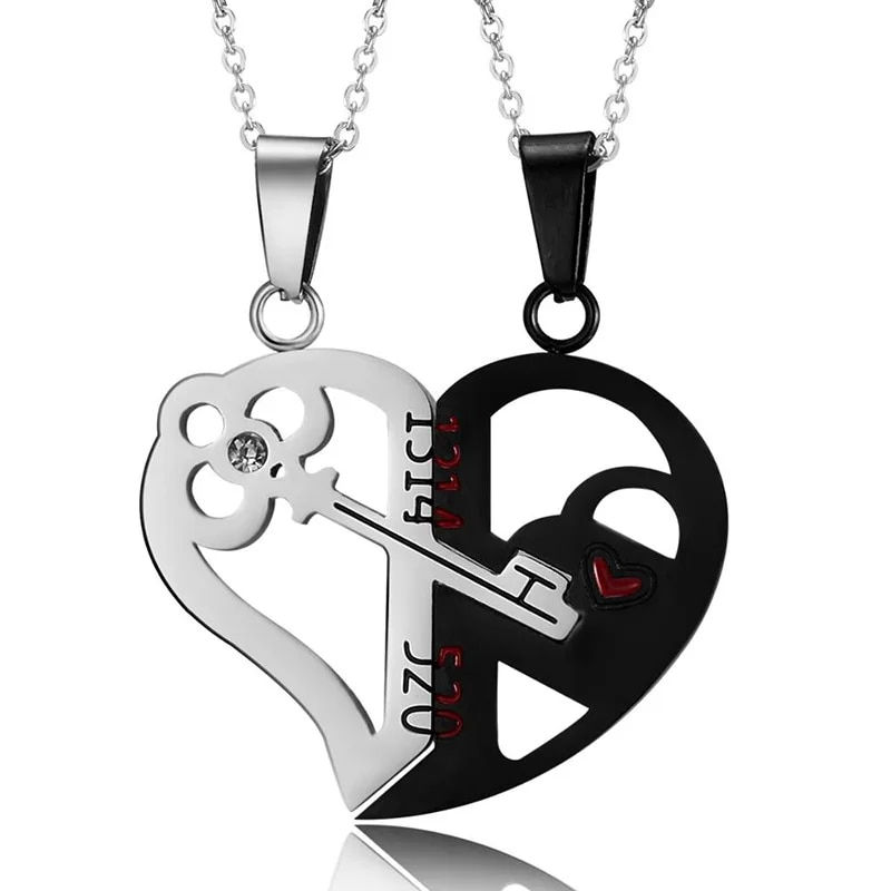 Hình thu nhỏ: Good Simple Quality Couple Pendant Necklace Electrocardiogram,Magnetic Heart,Pe