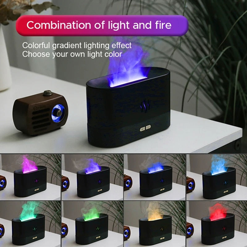 Miniaturebillede: Portable Cool Mist Usb Led change color room h2o air fire flame humidifier Arom
