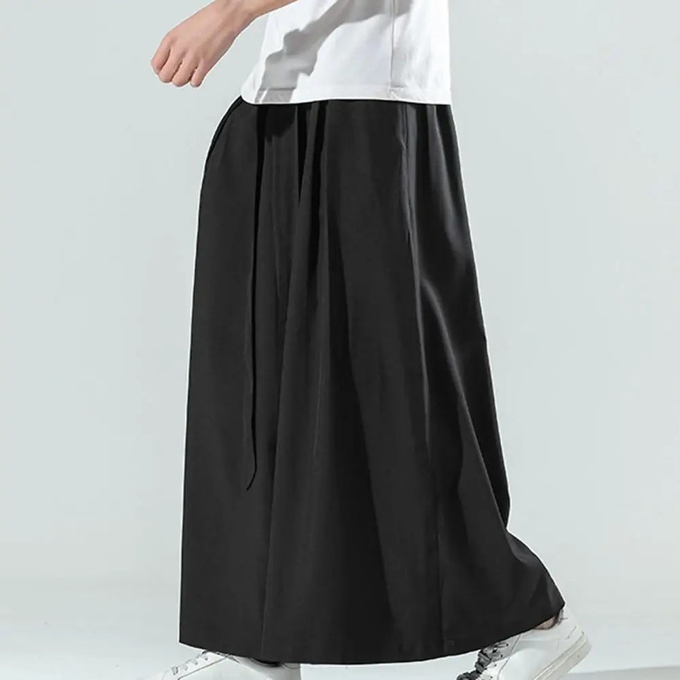 Miniatyrbild: Men Pants Solid Color Chinese Style Flare Pants Men Wide Leg Hip Hop Loose Over