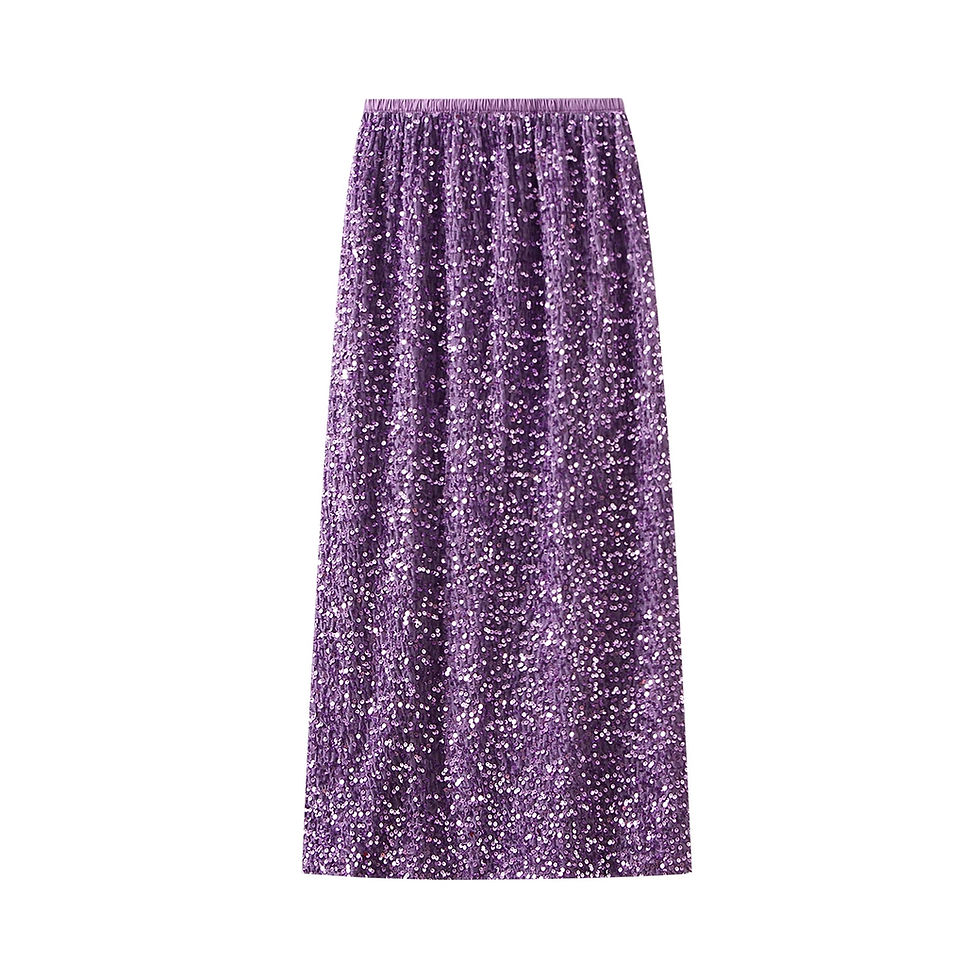 Thumbnail: Women Elegant Shiny Sequined Long Skirt Summer Fall Elastic Waist Casual Skirts
