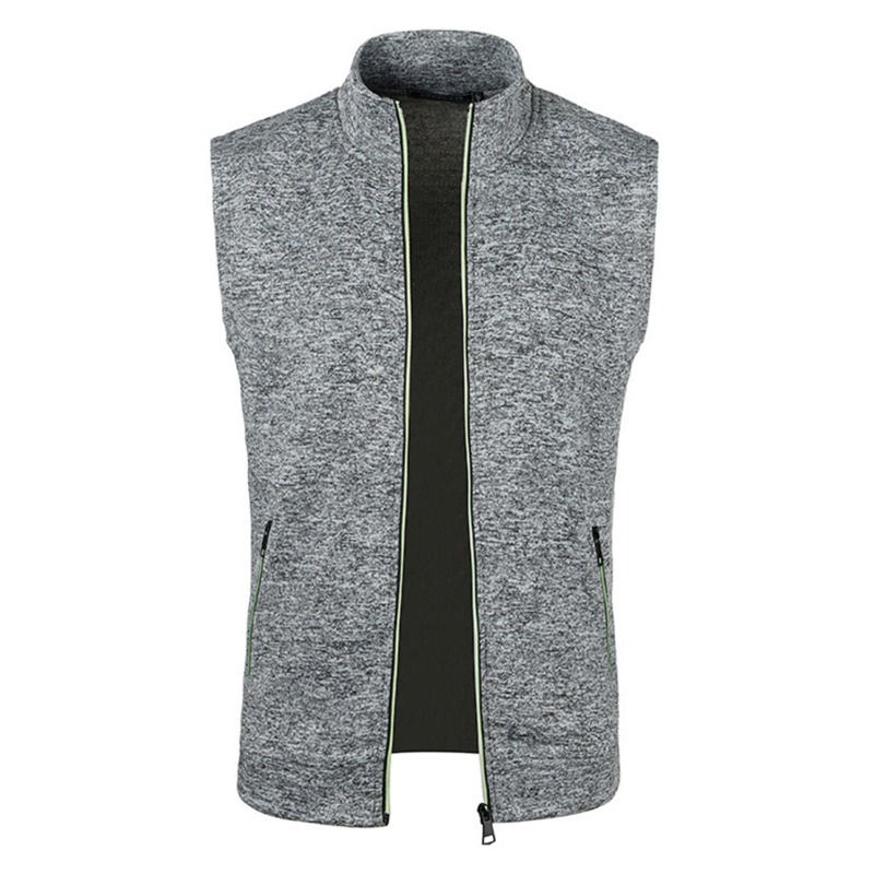 Thumbnail: Autumn Mens Zipper Sleeveless Coats Outdoor Turtleneck Sweaters Breathable Soli