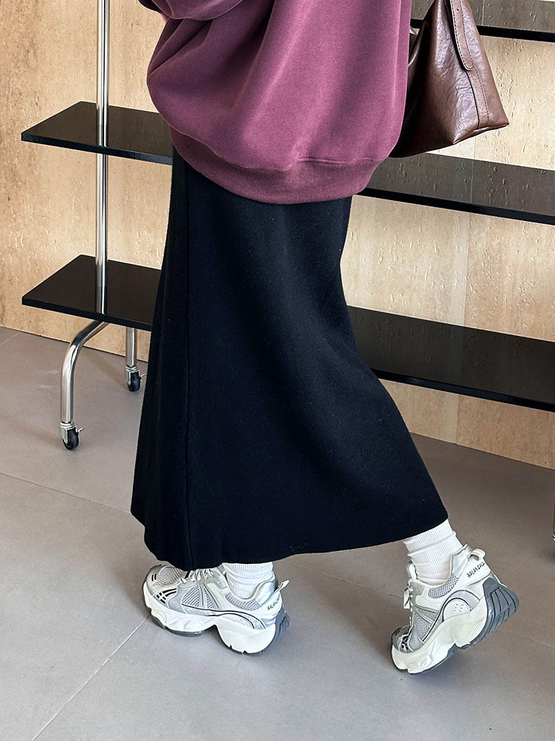 Thumbnail: Winter Korean Style A- Line Skirt Slim Fit Slimming And Fashionable
