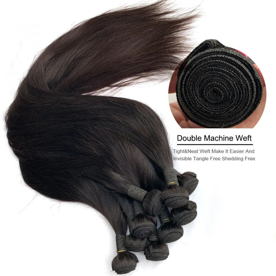 Thumbnail: Bone Straight Human Hair Bundles With Closure 4x4 Lace Closures With Bundles Br