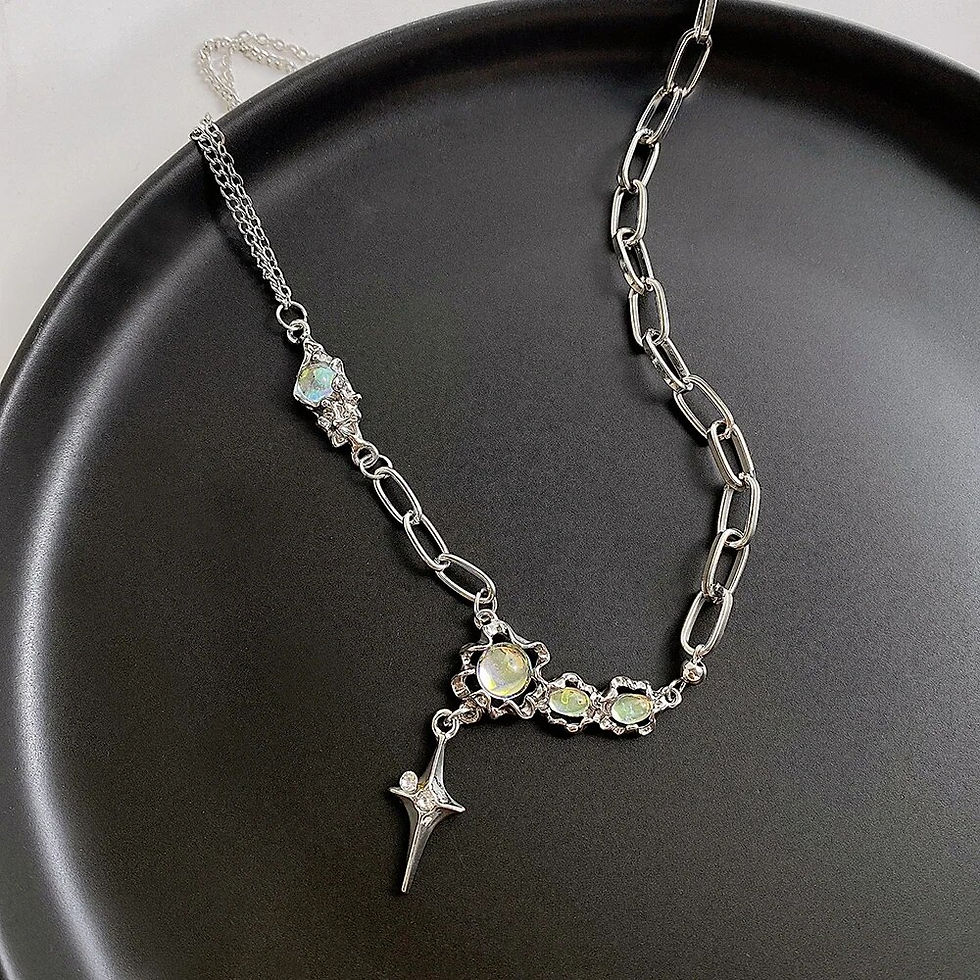 Miniatura: Silver Color Y2K Pendant Necklaces Fashion Cross Shiny Zircon Crystal Heart Dro
