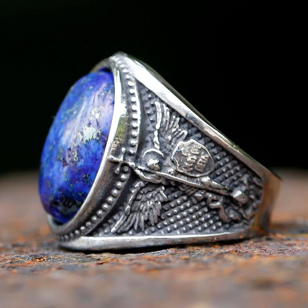 Miniatura: 2023 316L Stainless Steel Archangel Gabriel Sheild Ring With Stone Mens Fashion