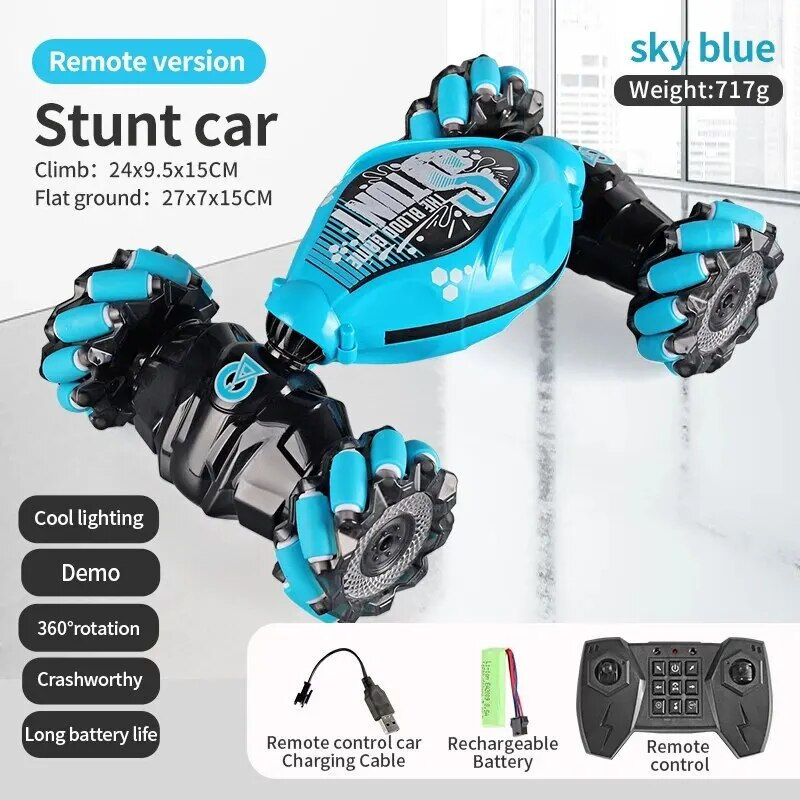 Miniatura: 4WD 1:16 Stunt RC Car With LED Light Gesture Induction Deformation Twist Climbi