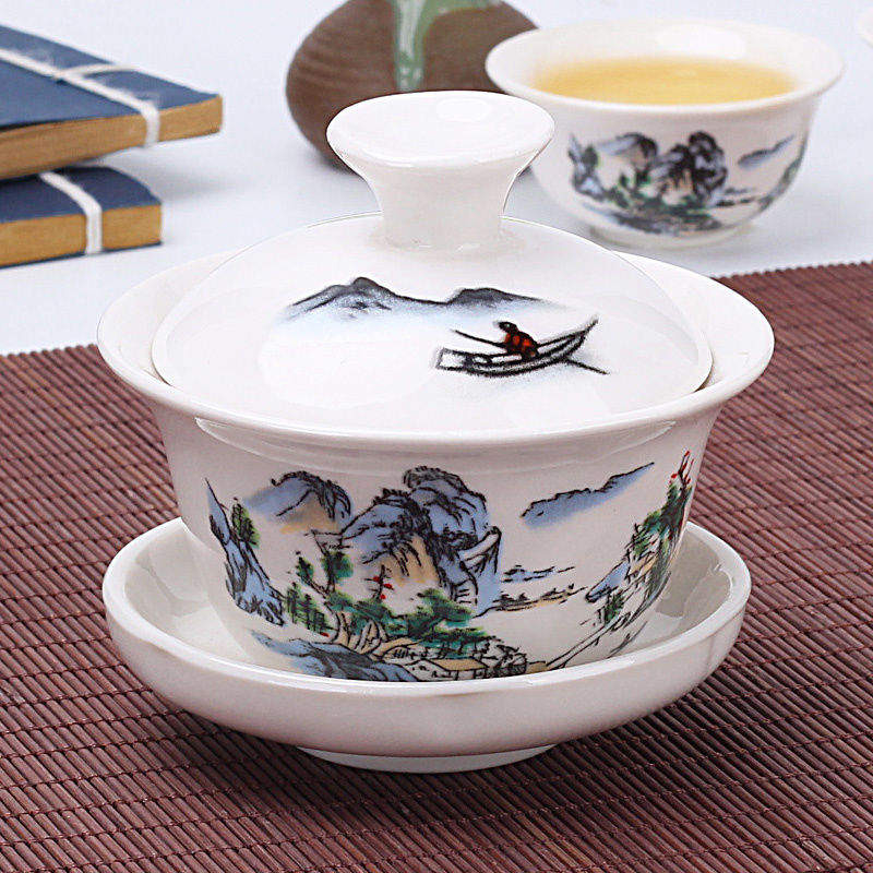 Миниатюра: Chinese Traditional Gai Wan Tea Set Bone China Tea Sets Dehua Gaiwan Tea Porcel