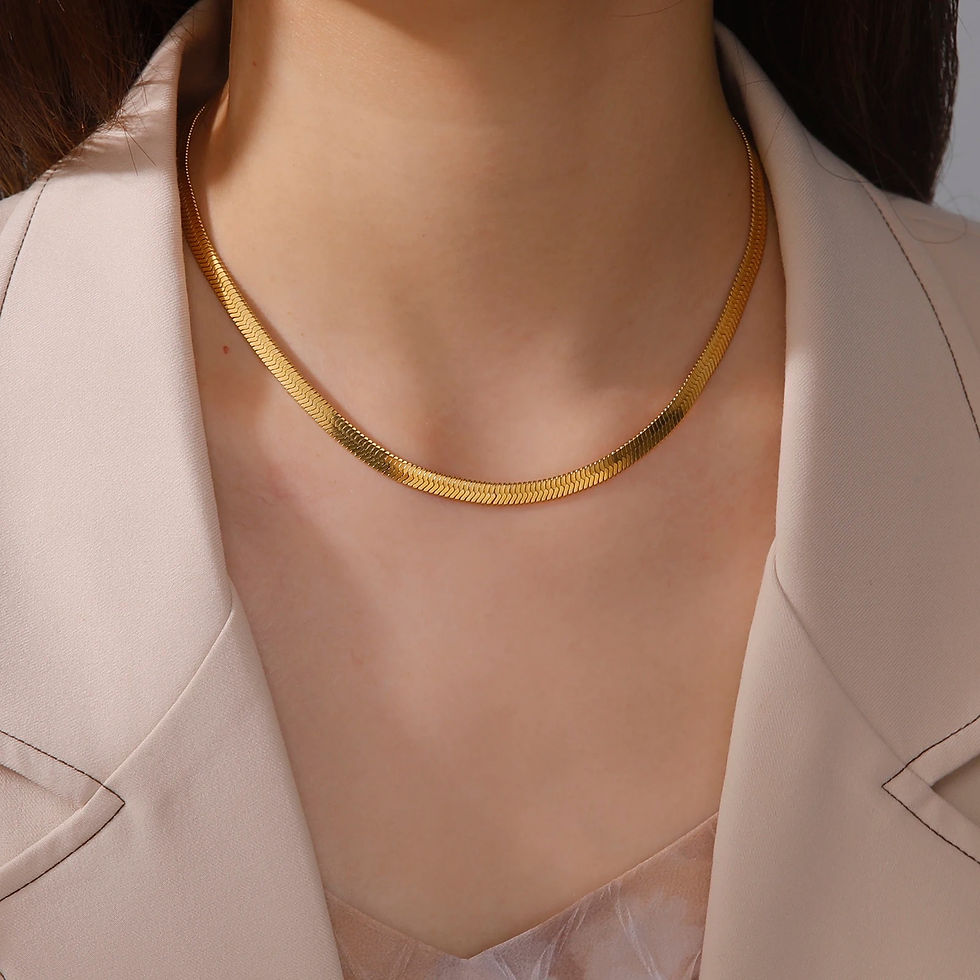 Thumbnail: Skyrim Stainless Steel Snake Chain Necklace for Women Men Gold Color Herringbon
