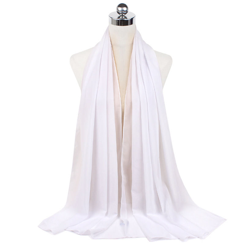 Thumbnail: 2024 Women's Elegant Modest Muslim Islamic Bubble Chiffon Scarf Ramadan Soft Li