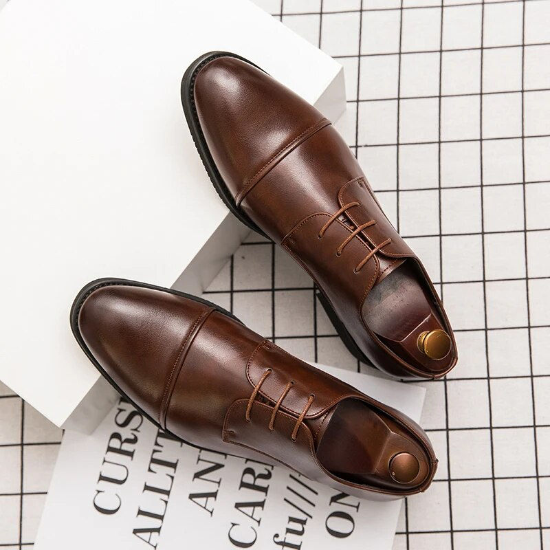 Miniatura: Classic Italian Style Mens Derby Formal Shoes Career Office Leather Shoes Point