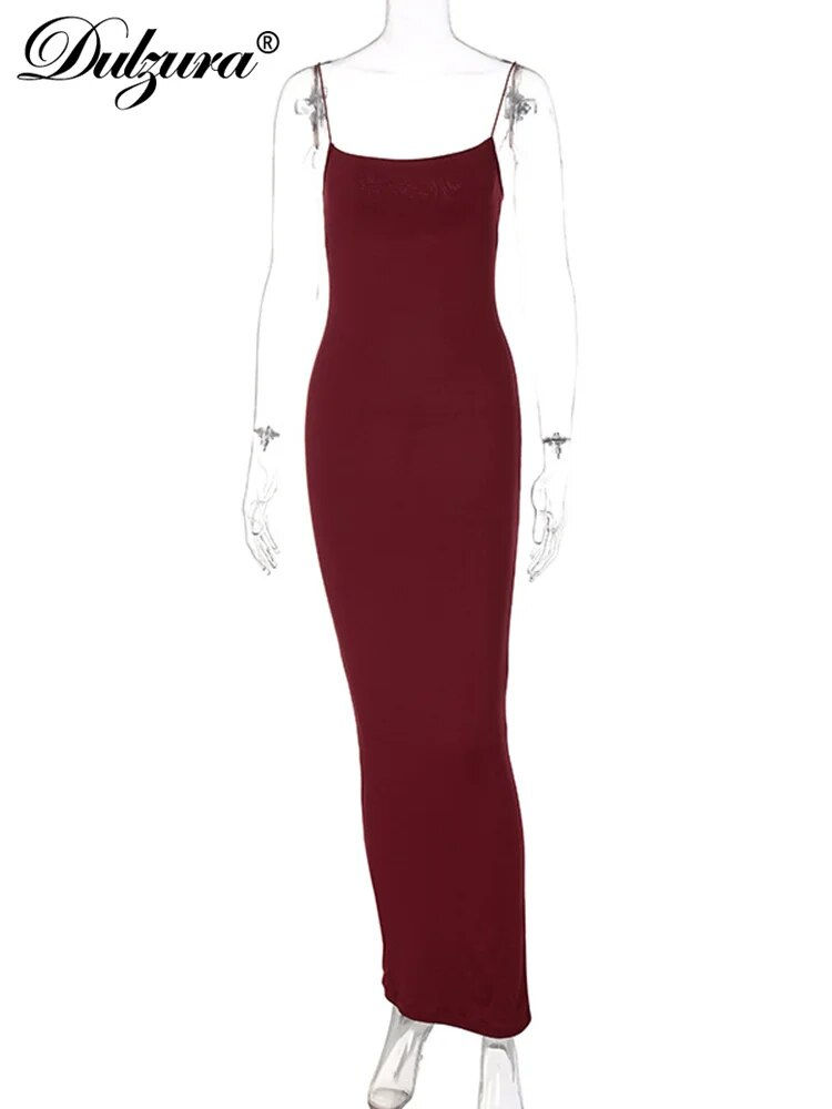 Thumbnail: Dulzura 2023 Autumn Winter Women Solid White Black Strap Midi Dress Bodycon Sex